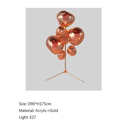 DecorBites LED Lava Floor Lamp acrylic+gold with amber spheres Tampa Home & Garden Store on Tampa Home & Garden Store