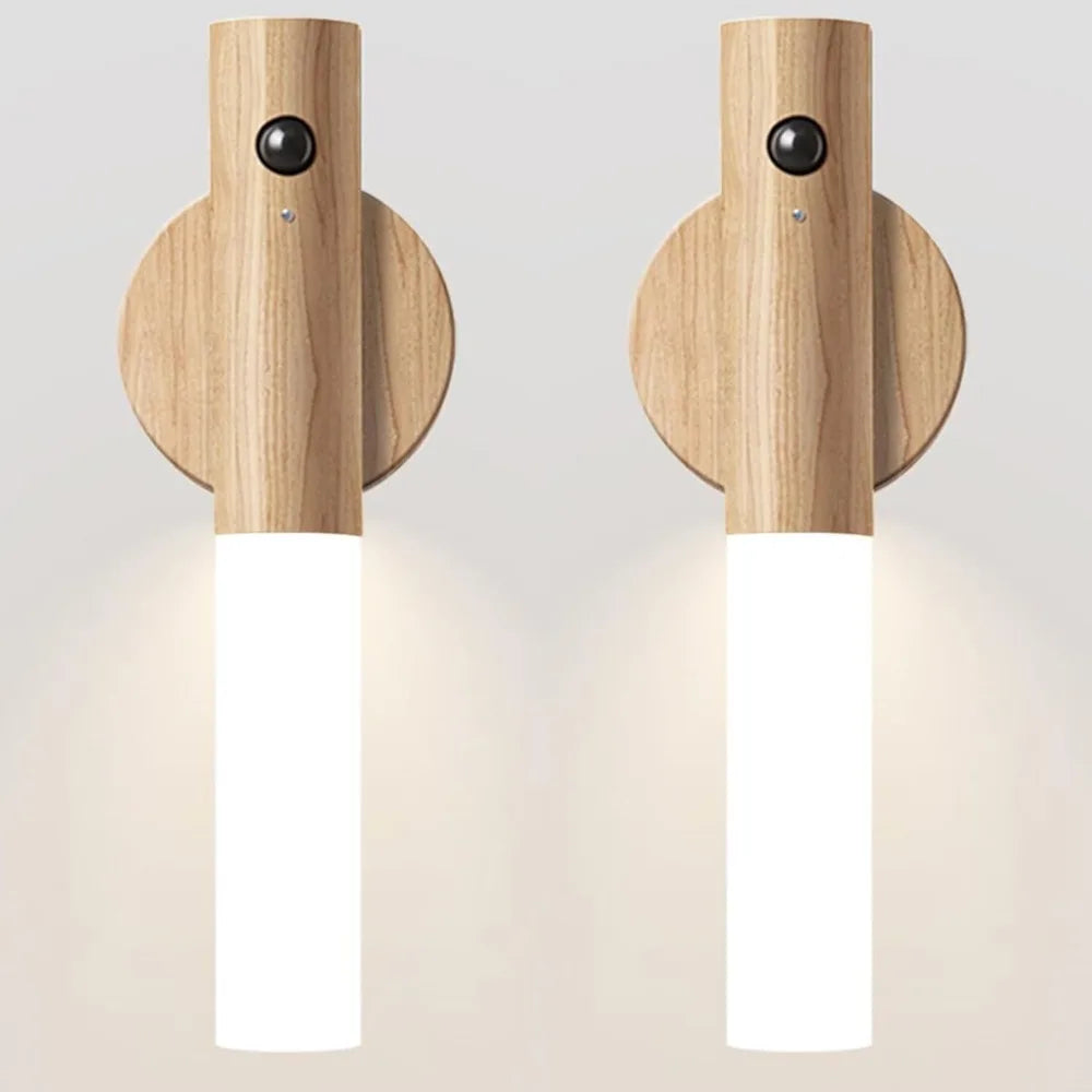 WoodAura | Rechargeable Motion Sensor Wall Sconce with Magnetic Decor