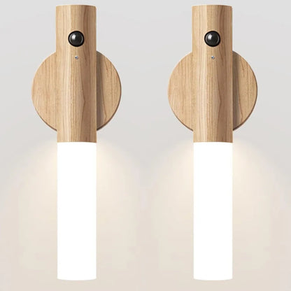 WoodAura | Rechargeable Motion Sensor Wall Sconce with Magnetic Decor