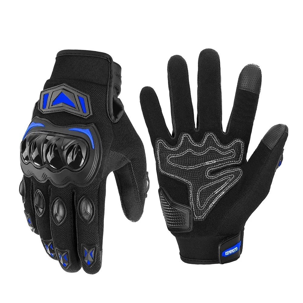 Gloves Summer Riding Hard Knuckle Touchscreen Gloves black blue knuckle guard motorcycle on Tampa Home & Garden Store
