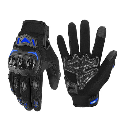 Gloves Summer Riding Hard Knuckle Touchscreen Gloves black blue knuckle guard motorcycle on Tampa Home & Garden Store