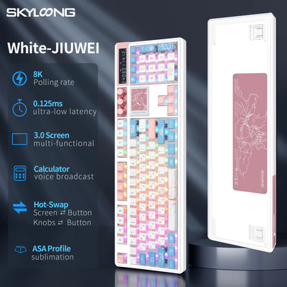 White SKYLOONG GK104 Pro wireless keyboard with hot-swappable switches, two keyboards on Tampa Home & Garden Store