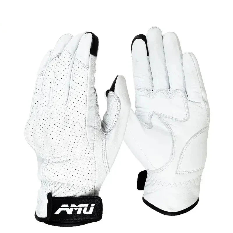 Vintage Leather Gloves Touchscreen Pro Ver motorcycle gloves perforated palms with black strap on Tampa Home & Garden Store