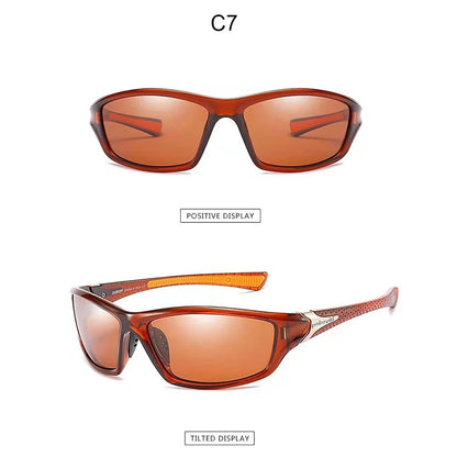 BikerZoneZ polarized sunglasses orange-brown frame UV400 for outdoor sports on Tampa Home & Garden Store