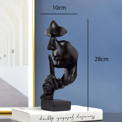 Perfecsy Silence Is Gold thinker statue, black resin abstract face sculpture for office decor on Tampa Home & Garden Store