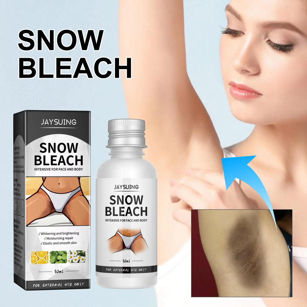 Snow Bleach whitening cream kit Silcy Skin bottle and box for intimate area whitening on Tampa Home & Garden Store