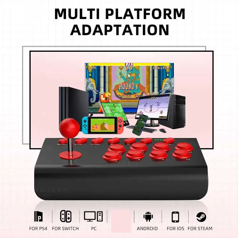 Arcade Fight Stick for PS4/Switch/PC by FLIPSTYLEZLLC with black body red buttons BT turbo on Tampa Home & Garden Store