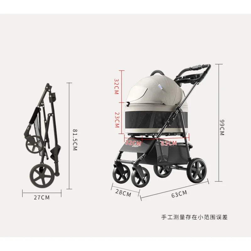 Pet Zen One-Pull Open Ver dog stroller beige carrier foldable small/med dogs & cats up to 44 lbs on Tampa Home & Garden Store