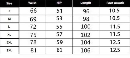 Men joggers size chart by UpTrend Deals with waist, hip, length, foot mouth S-3XL on Tampa Home & Garden Store