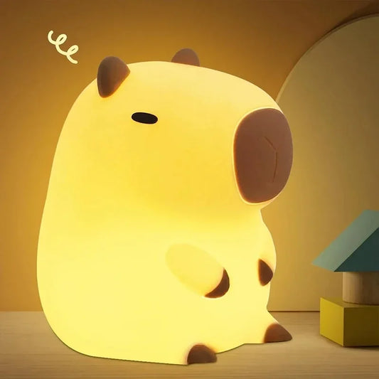 Cute Capybara Night Light Silicone LED Bedside Lamp Cartoon Sleep Decor Gift - Tampa Home & Garden Store