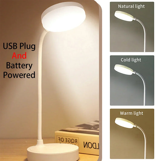 Portable LED Desk Lamp USB Battery Table Light 3-Color Stepless Dimming Eye Care - Tampa Home & Garden Store