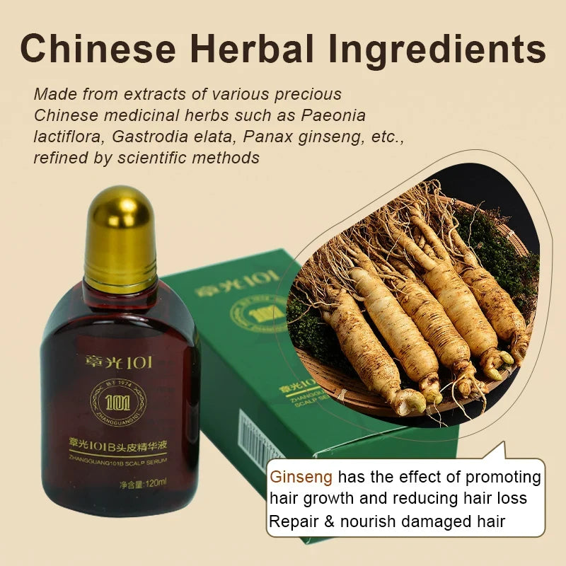 Hair Tonic Zhangguang 101B Scalp Serum bottle in dark amber with gold cap, 120ml Silcy Skin on Tampa Home & Garden Store