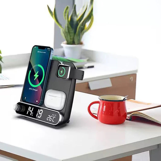 3-in-1 Wireless Charging Station with Alarm Clock Fast Charger for iPhone & Watch - Tampa Home & Garden Store