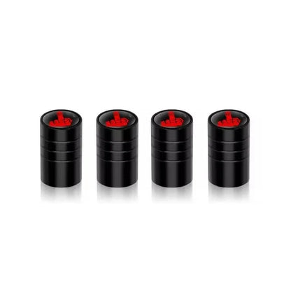 4-pack aluminium valve stem caps by BikerZoneZ, black with red insert on Tampa Home & Garden Store