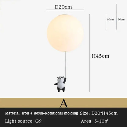 DecorBites Kids Bear LED Ceiling Chandelier with panda pendant, 20cm globe, 45cm height on Tampa Home & Garden Store