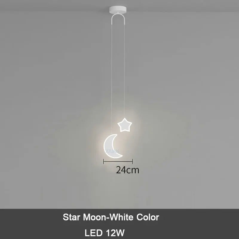 DecorBites Kids Star Moon Pendant Lamp with remote dimming, white LED 24cm, 12W on Tampa Home & Garden Store