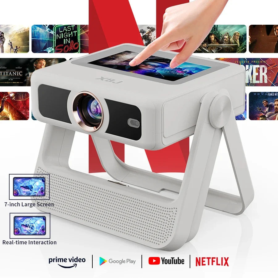 4K touch screen portable projector by FLIPSTYLEZLLC on adjustable white stand on Tampa Home & Garden Store