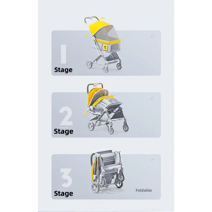 Pet Zen foldable stroller with yellow canopy and breathable mesh for pets on Tampa Home & Garden Store