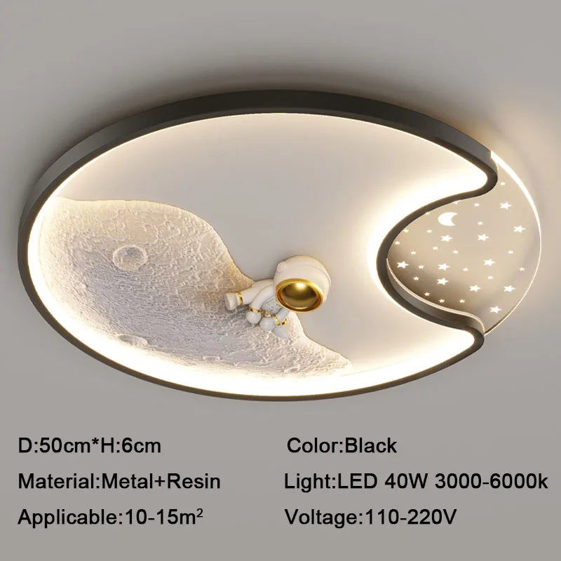 DecorBites Astronaut LED Moon Light black metal+resin with astronaut on moon starry panel on Tampa Home & Garden Store