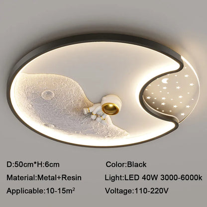 DecorBites Astronaut LED Moon Light black metal+resin with astronaut on moon starry panel on Tampa Home & Garden Store