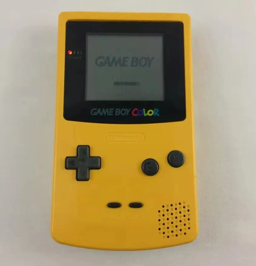 Game Boy Color console yellow with black D-pad and buttons, IPS backlight, FLIPSTYLEZLLC on Tampa Home & Garden Store