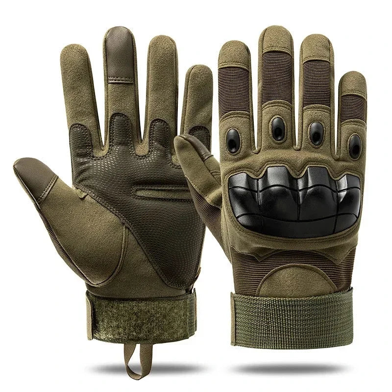 Pair olive green tactical motorcycle gloves with knuckle guard design, BikerZoneZ on Tampa Home & Garden Store