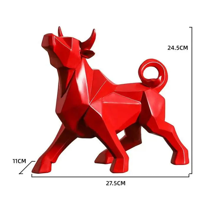 Geometric resin bull ornament, red by Perfecsy for Nordic modern decor on Tampa Home & Garden Store