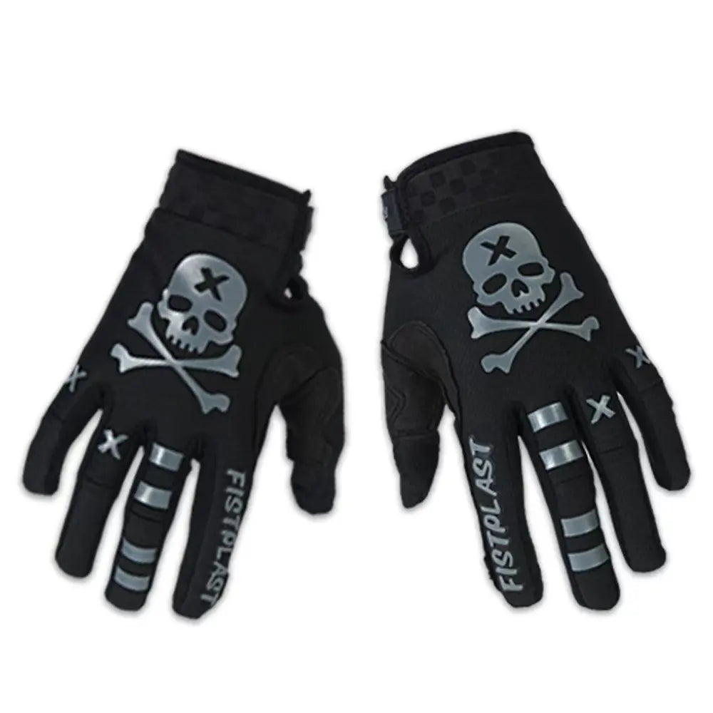 BikerZoneZ six-color windproof anti-slip touchscreen motorcycle gloves with skull graphic, black pair on Tampa Home & Garden Store
