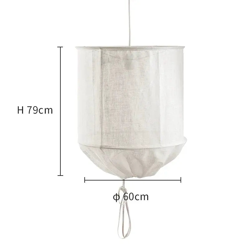 DecorBites Linen Cloth Pendant Light beige fabric chandelier boho style 79cm H x 60cm dia on Tampa Home & Garden Store