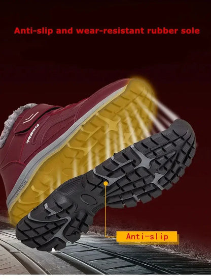 Mens Waterproof Winter Snow Boots by UpTrend Deals in maroon with rugged black anti-slip outsole on Tampa Home & Garden Store