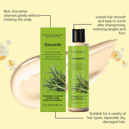 Rosemary & Biotin Keratin Shampoo bottle and box by Silcy Skin, green packaging with rosemary sprigs on Tampa Home & Garden Store