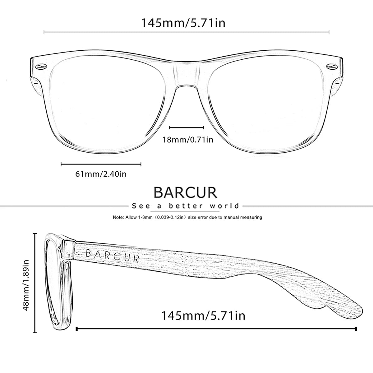 BARCUR natural wood polarized oval sunglasses with frame and mirrored lenses UVA/UVB protection on Tampa Home & Garden Store
