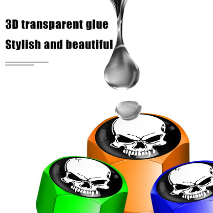 Valve stem caps 4Pcs Set by BikerZoneZ, skull emblem in green orange blue for motor vehicle tires on Tampa Home & Garden Store
