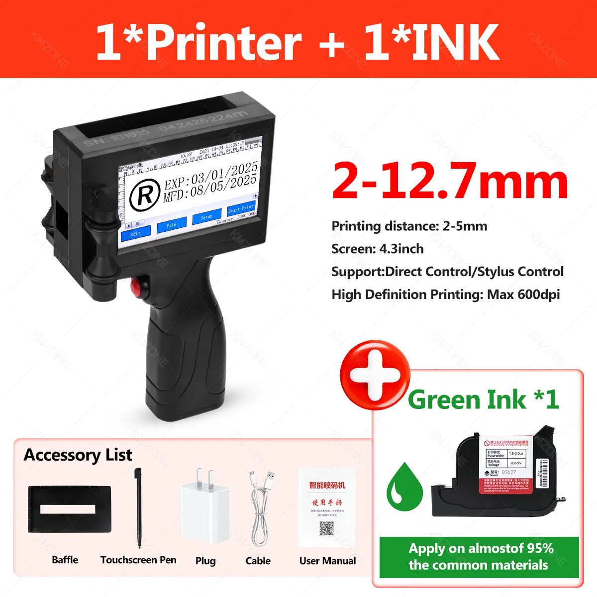 Portable handheld inkjet TIJ printer with touch screen; UpTrend Deals black unit, 4.3in display on Tampa Home & Garden Store