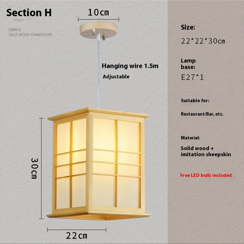 Perfecsy solid wooden pendant light with frosted glass panels in Japanese style E27 base on Tampa Home & Garden Store