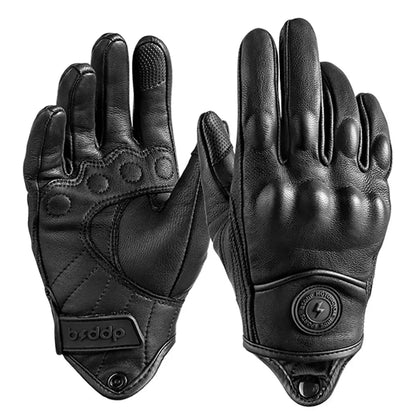 Vintage Real Leather Breathable Touch Screen Gloves for motorcycles, black leather, BikerZoneZ pair on Tampa Home & Garden Store