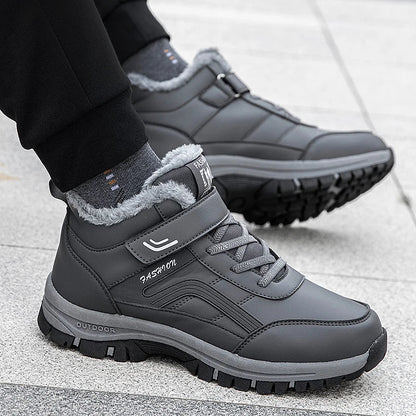 Winter boots for men UpTrend Deals, grey waterproof shoes with fur lining and rugged outsole on Tampa Home & Garden Store