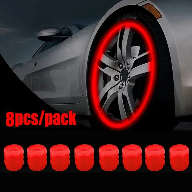 Luminous valve stem caps with red glow, dustproof valvecaps by BikerZoneZ, 8pcs pack on Tampa Home & Garden Store