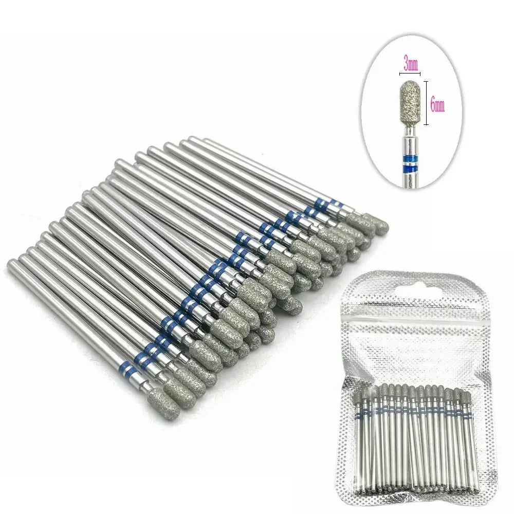 50pc diamond nail drill bit set by Silcy Skin for cuticle cleanup with silver shanks on Tampa Home & Garden Store