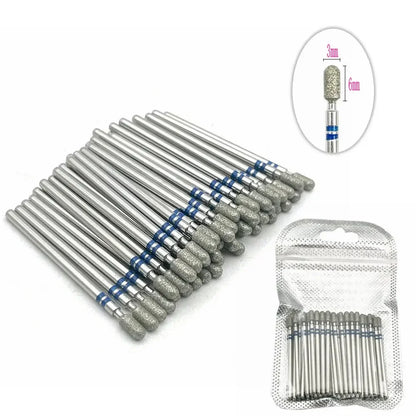 50pc diamond nail drill bit set by Silcy Skin for cuticle cleanup with silver shanks on Tampa Home & Garden Store