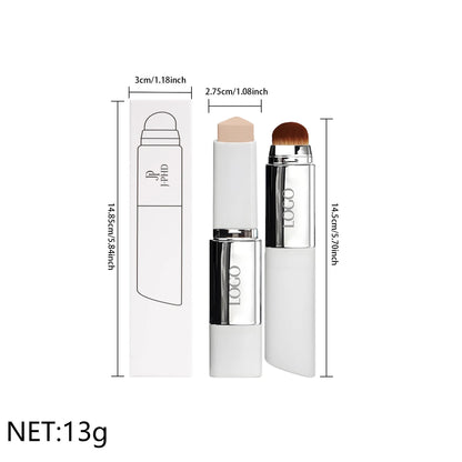 Three-piece Silcy Skin makeup set: beige two-in-one foundation stick, silver-cap brush, boxed packaging on Tampa Home & Garden Store