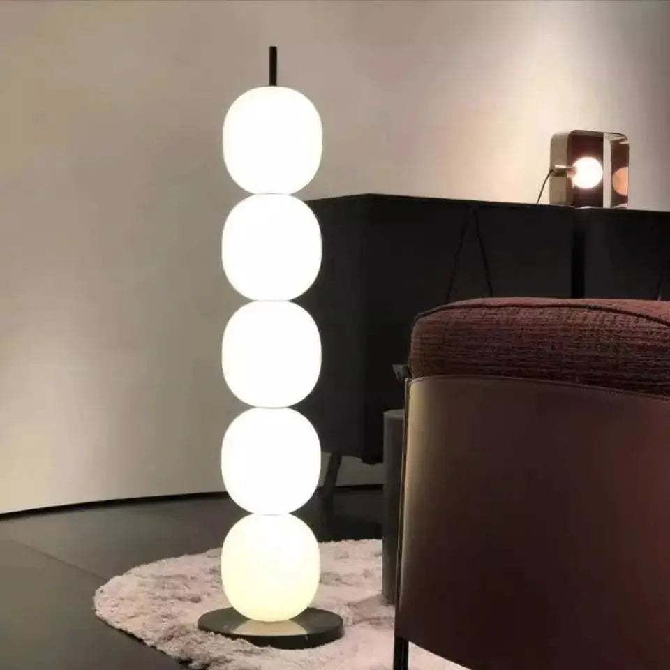 Gourd String Floor Lamp with White Glass Shade