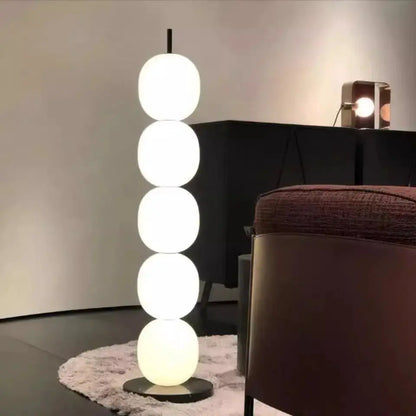Gourd String Floor Lamp with White Glass Shade