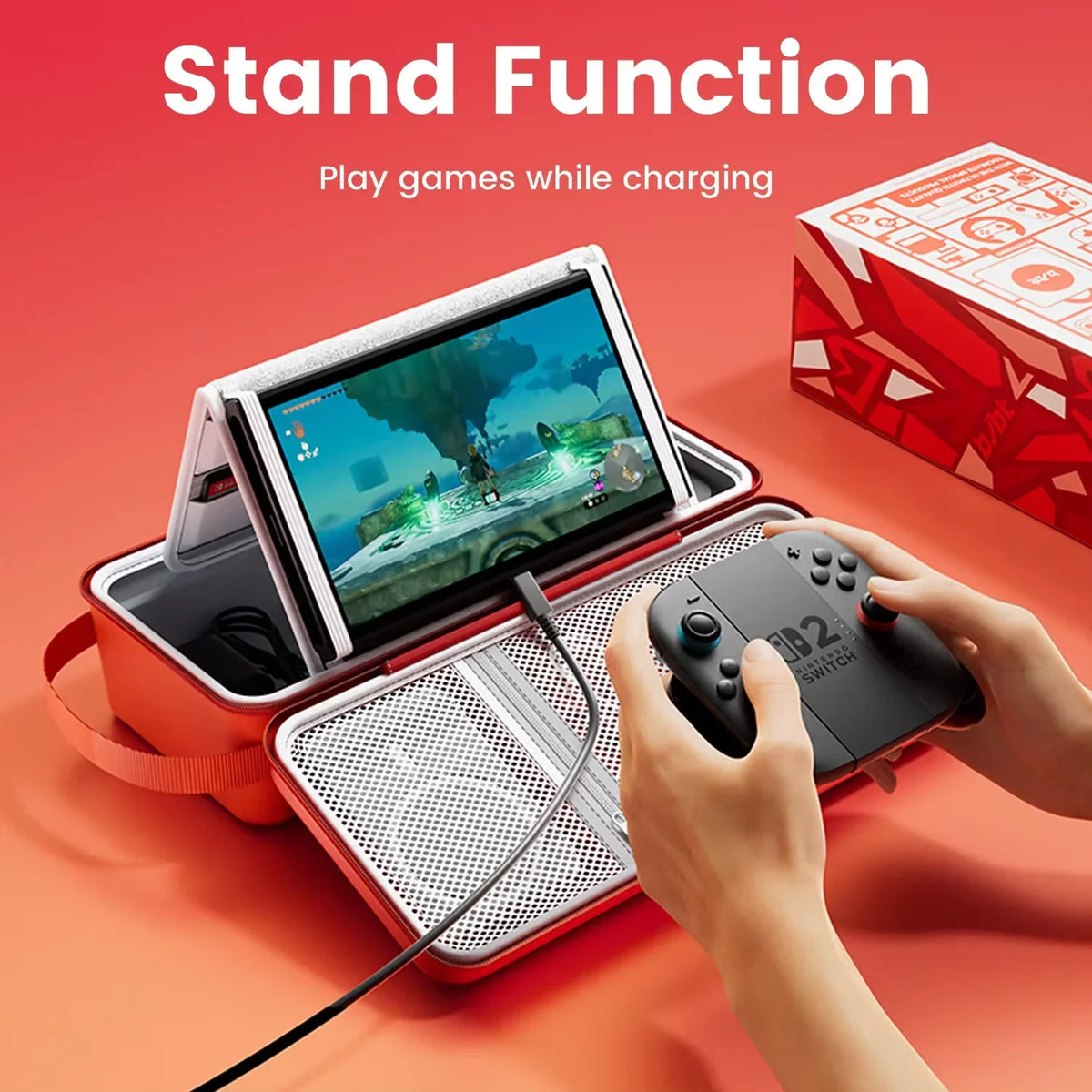 Switch 2 EVA hard-shell carrying case FLIPSTYLEZLLC with stand function, large capacity red on Tampa Home & Garden Store