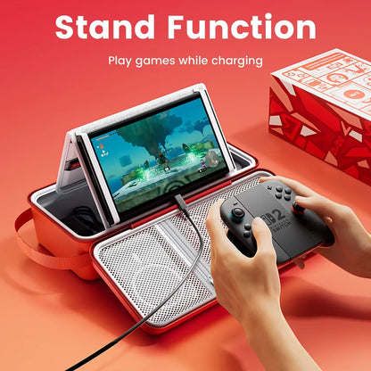 Switch 2 EVA hard-shell carrying case FLIPSTYLEZLLC with stand function, large capacity red on Tampa Home & Garden Store