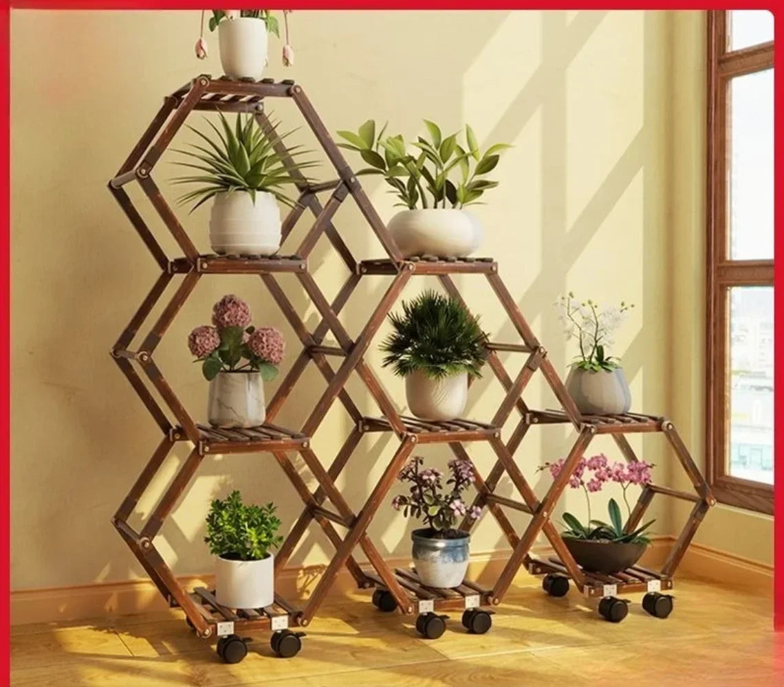 Solid Wood Plant Stand for Garden and Patio