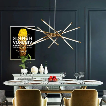 DecorBites Ceiling Chandelier pendant lamp in black and gold with starburst over dining table on Tampa Home & Garden Store