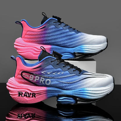 Running Shoes EstaliosFit pink-blue knit upper with cushioned midsole athletic footwear on Tampa Home & Garden Store