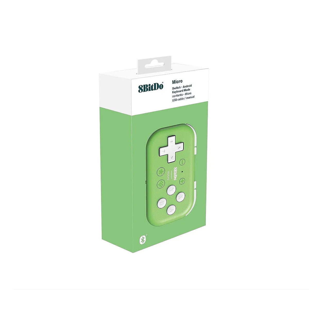 8BitDo Micro Bluetooth Gamepad green pocket-sized controller with D-pad and white buttons on Tampa Home & Garden Store
