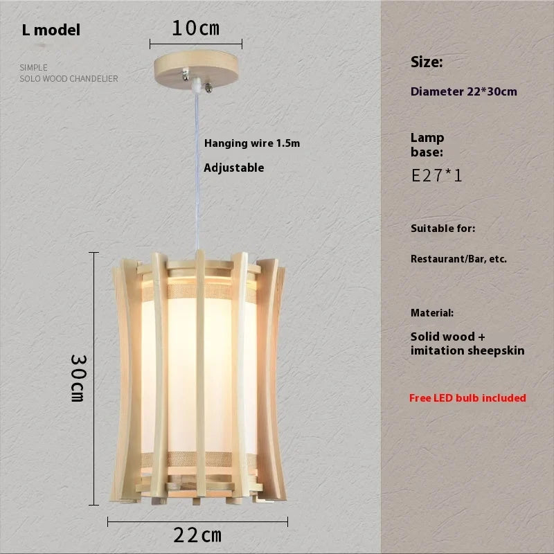 Solid wooden pendant light with slat shade and imitation sheepskin interior, E27 base, Perfecsy on Tampa Home & Garden Store
